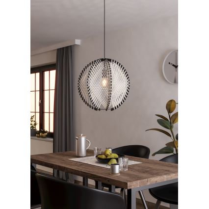 Eglo - Żyrandol na lince 1xE27/40W/230V śr. 48 cm biały/czarny