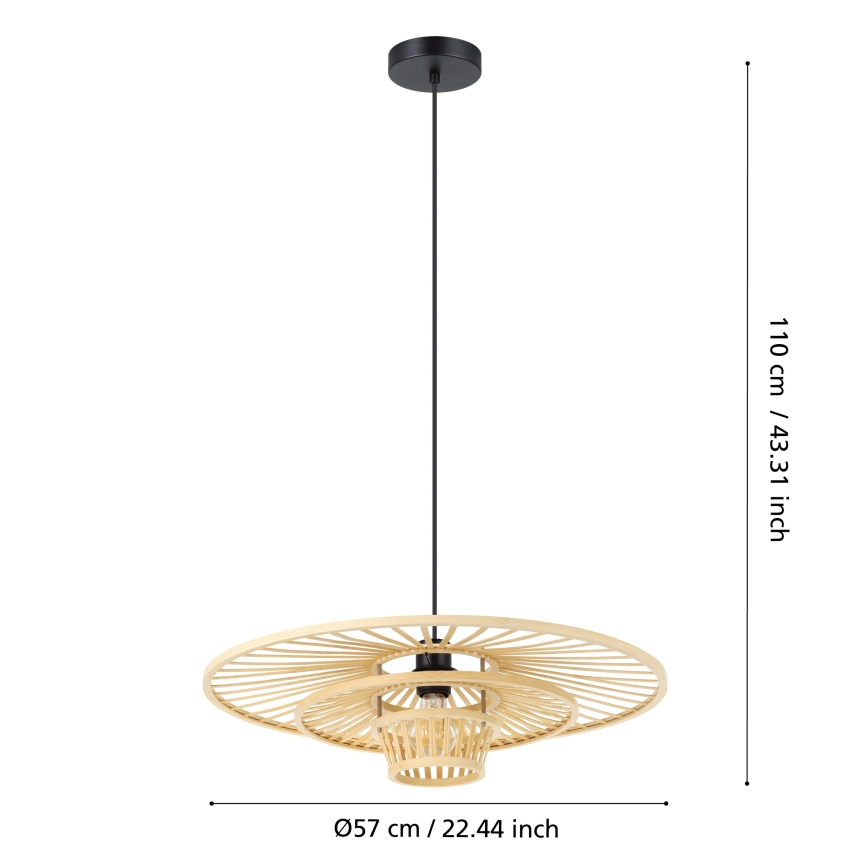 Eglo - Lampa wisząca na przewodzie 1xE27/40W/230V bambus