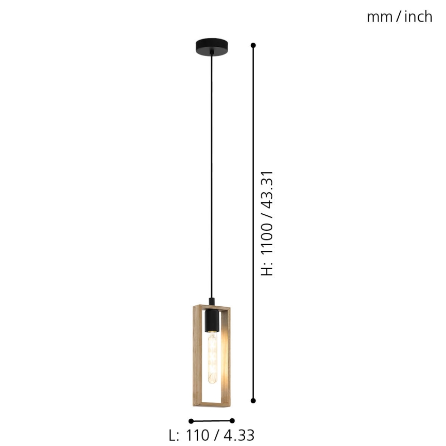 Eglo - Żyrandol na lince 1xE27/60W/230V - certyfikat FSC
