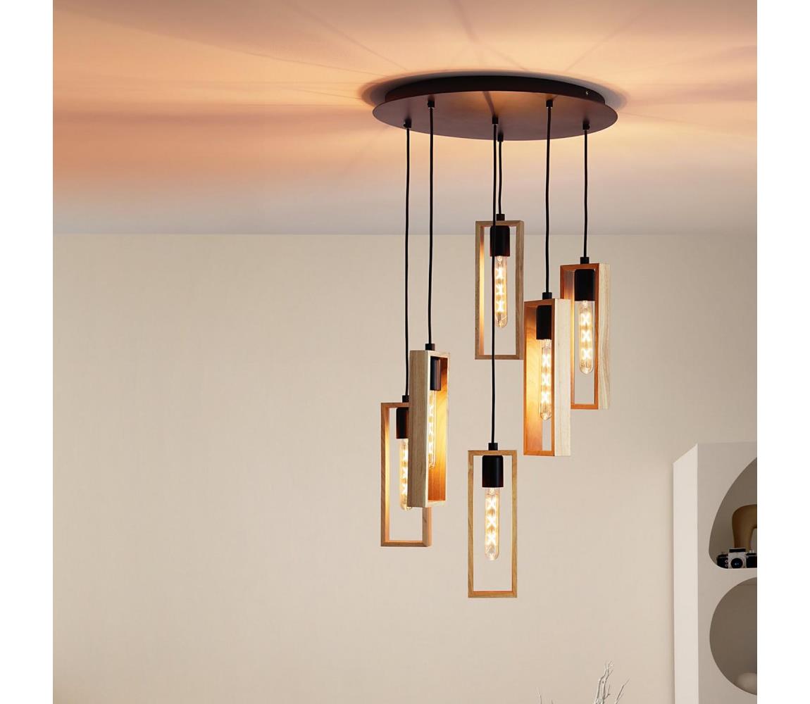 Eglo 44054 - Żyrandol na lince LITTLETON 6xE27/60W/230V - certyfikat FSC