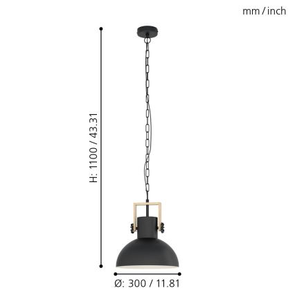 Eglo - Żyrandol na łańcuchu 1xE27/28W/230V