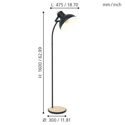 Eglo - Lampa podłogowa 1xE27/28W/230V - certyfikat FSC