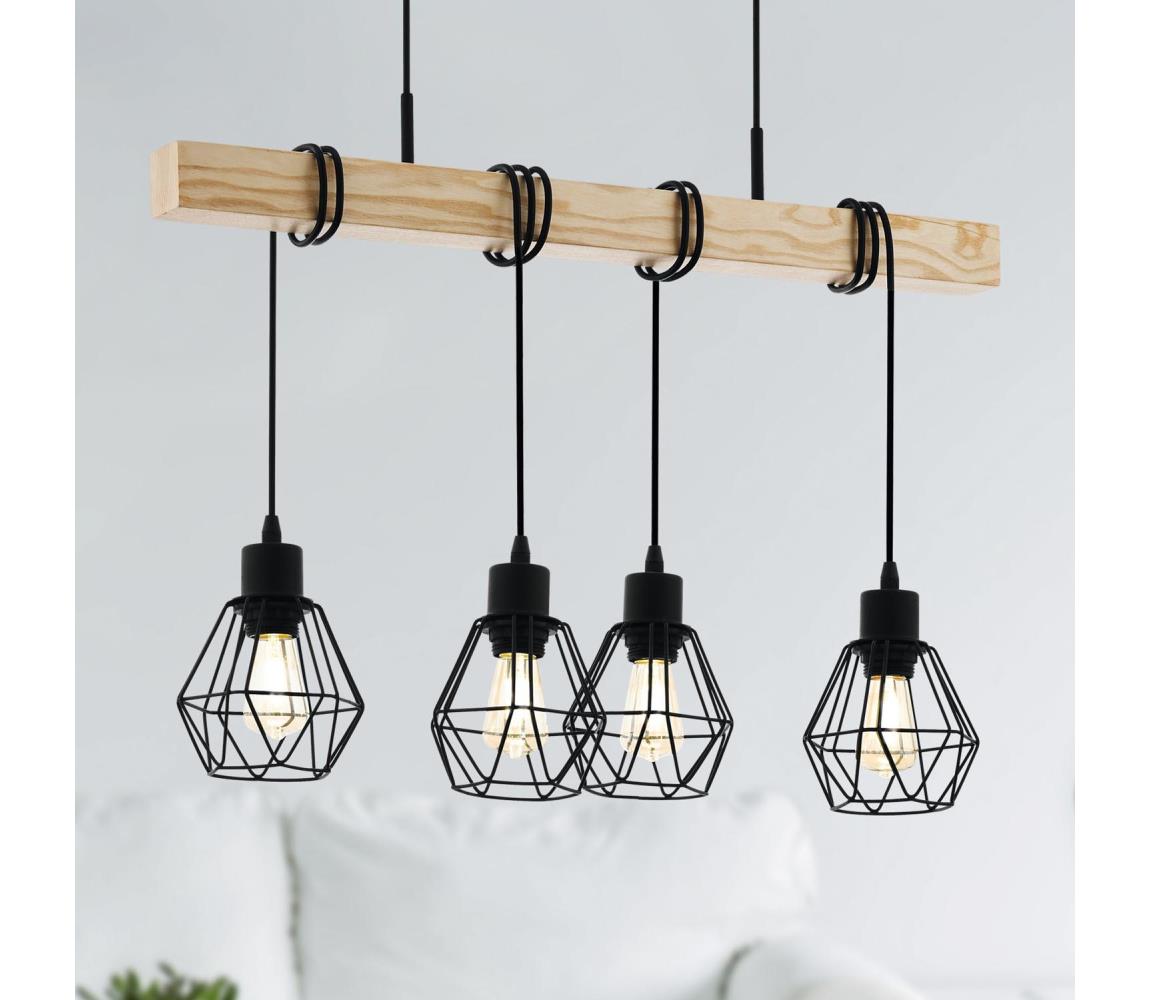 Eglo 44075 - Żyrandol na lince TOWNSHEND 4xE27/60W/230V - certyfikat FSC