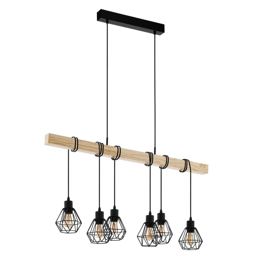 Eglo - Żyrandol na lince TOWNSHEND 6xE27/60W/230V - FSC certyfikowano