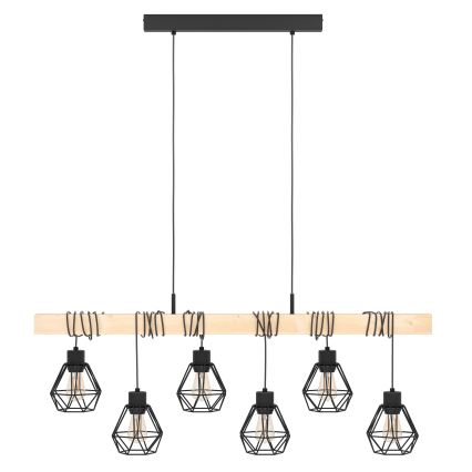 Eglo - Żyrandol na lince TOWNSHEND 6xE27/60W/230V - FSC certyfikowano