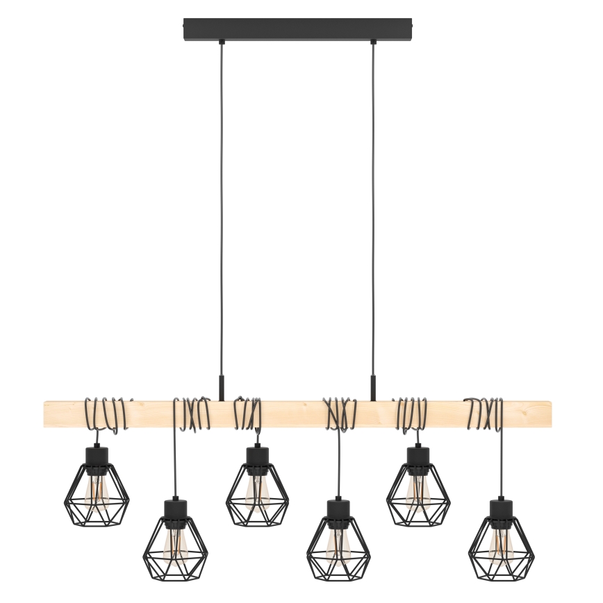 Eglo - Żyrandol na lince TOWNSHEND 6xE27/60W/230V - FSC certyfikowano