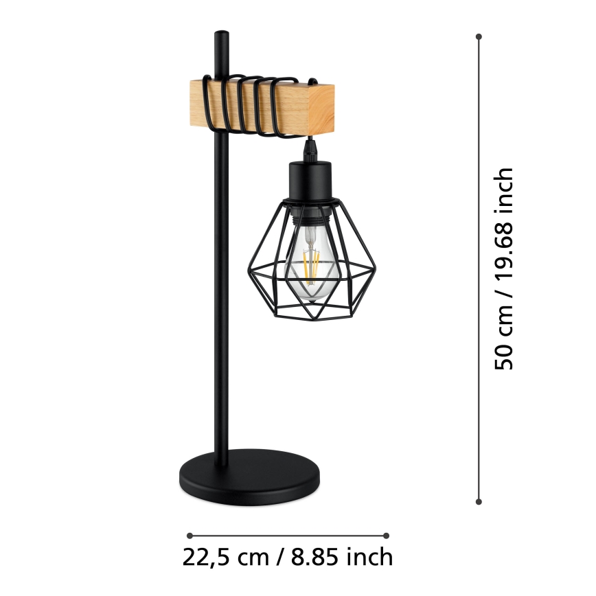 Eglo - Lampa stołowa TOWNSHEND 1xE27/60W/230V - certyfikat FSC