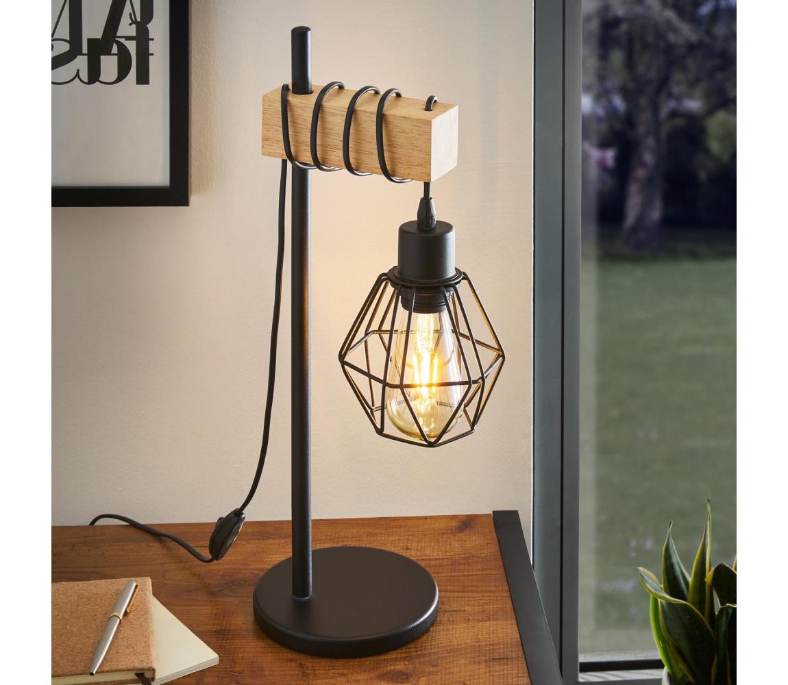 Eglo 44079 - Lampa stołowa TOWNSHEND 1xE27/60W/230V - certyfikat FSC