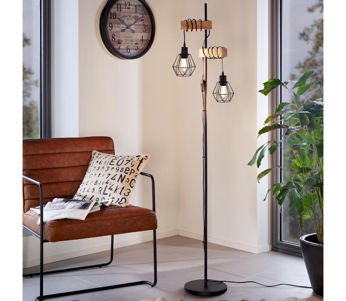 Eglo 44081 - Lampa podłogowa TOWNSHEND 2xE27/60W/230V - certyfikat FSC