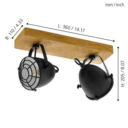 Eglo - Oświetlenie punktowe 2xE14/40W/230V - certyfikat FSC