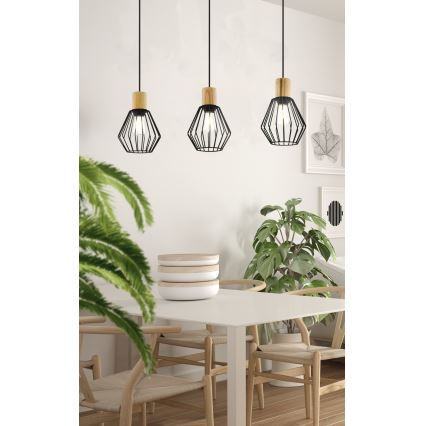Eglo - Żyrandol na lince 3xE27/60W/230V - certyfikat FSC