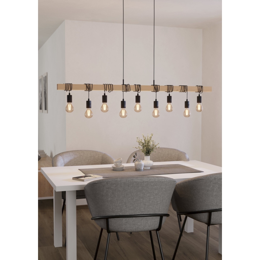 Eglo - Żyrandol na lince TOWNSHEND 9xE27/60W/230V - certyfikat FSC