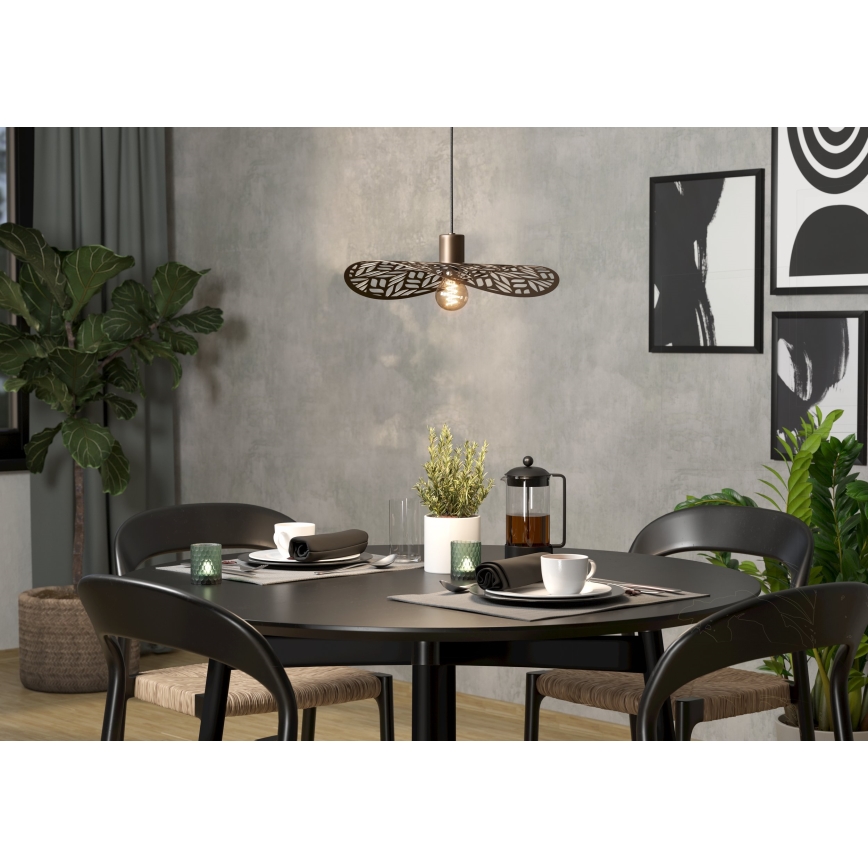 Eglo - Lampa wisząca na lince 1xE27/60W/230V śr. 40 cm brązowa