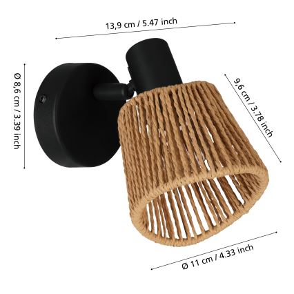 Eglo - Kinkiet punktowy 1xE14/10W/230V czarny/beżowy