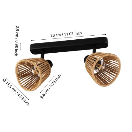 Eglo - Oprawa punktowa 2xE14/10W/230V czarna/beżowa