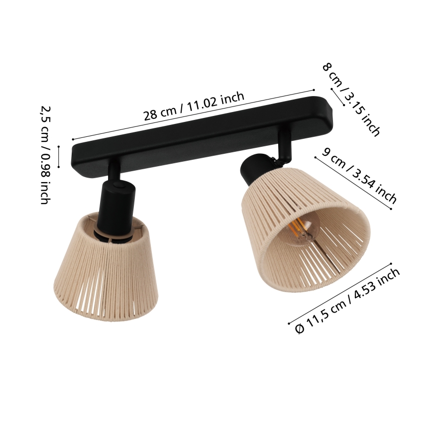 Eglo - Oprawa punktowa 2xE14/40W/230V beżowa/czarna