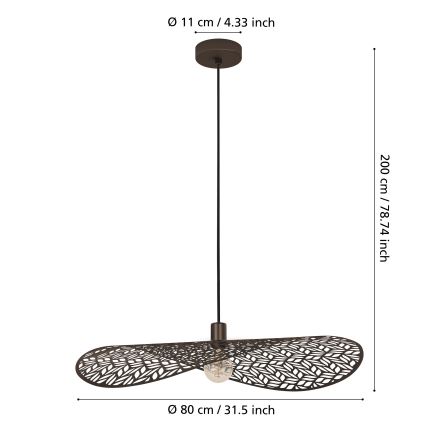 Eglo - Żyrandol wiszący na lince 1xE27/60W/230V śr. 80 cm brązowy