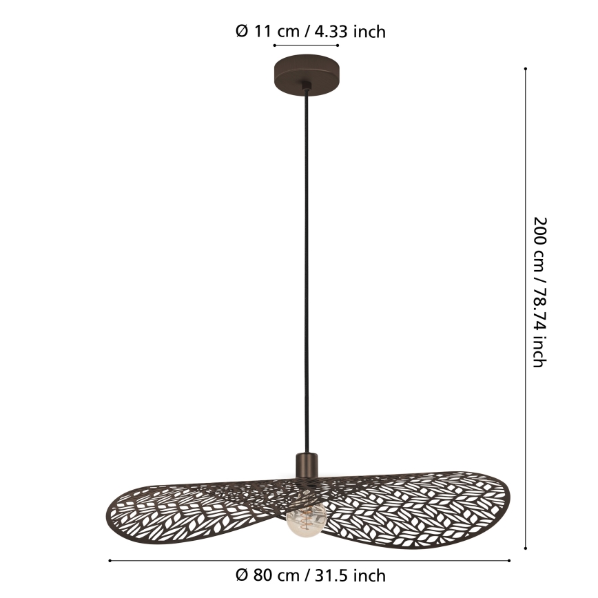 Eglo - Żyrandol wiszący na lince 1xE27/60W/230V śr. 80 cm brązowy