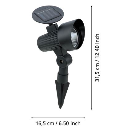 Eglo - Zestaw 3x lamp solarnych LED z czujnikiem LED/200 mAh IP44 czarny