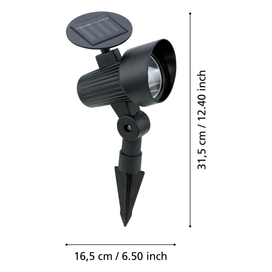Eglo - Zestaw 3x lamp solarnych LED z czujnikiem LED/200 mAh IP44 czarny