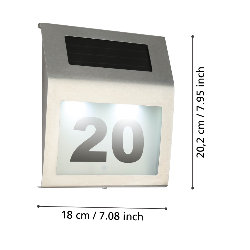 Eglo 48875 - LED Solarny numer domu LED/1,2W/1,2V 300 mAh IP44 matowy chrom