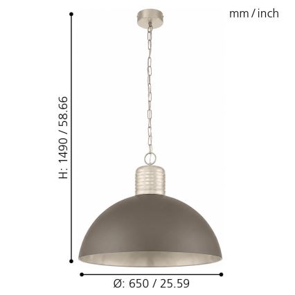 Eglo 49107 - Żyrandol na łańcuchu COLDRIDGE 1xE27/60W/230V
