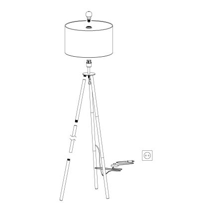 Eglo 49156 - Lampa stojąca BIDFORD 1xE27/60W/230V