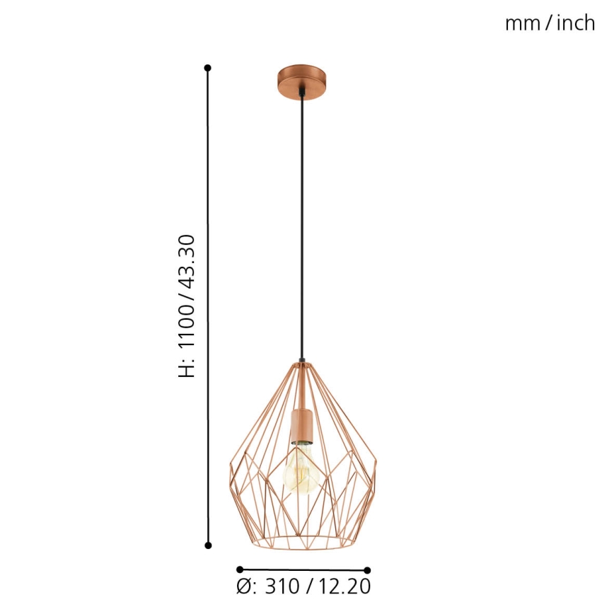 Eglo - Lampa wisząca 1xE27/60W/230V