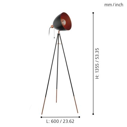 Eglo - lampa podłogowa 1xE27/60W/230V