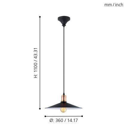 Eglo - Lampa wisząca na lince 1xE27/60W/230V