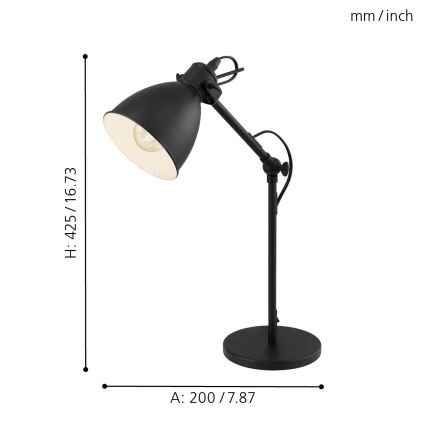 Eglo - Lampa stołowa 1xE27/40W/230V