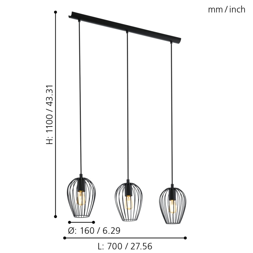 Eglo - Lampa wisząca 3xE27/60W/230V