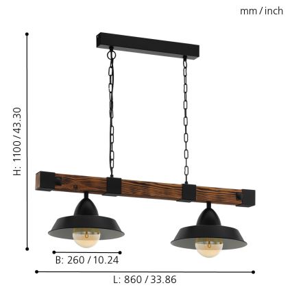 Eglo - Żyrandol na łańcuchu 2xE27/60W/230V