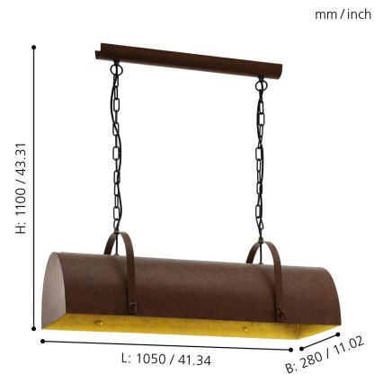 Eglo - Żyrandol na łańcuchu 3xE27/60W/230V