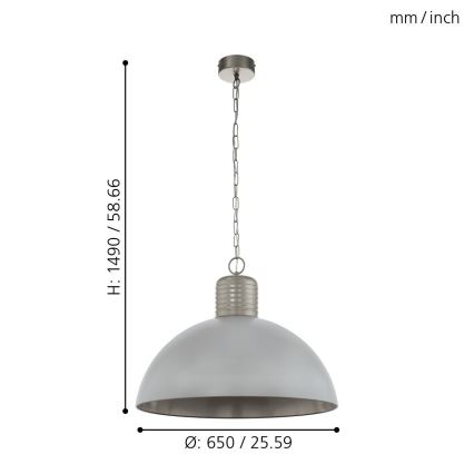 Eglo 49757 - Żyrandol na łańcuchu COLDRIDGE 1xE27/60W/230V