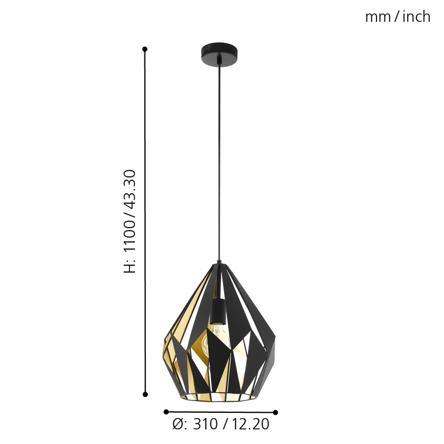 Eglo - Lampa wisząca 1xE27/60W/230V