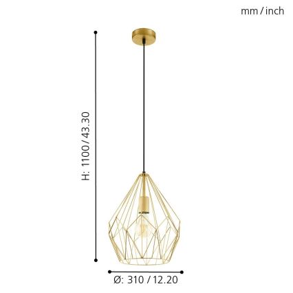 Eglo - Lampa wisząca 1xE27/60W/230V