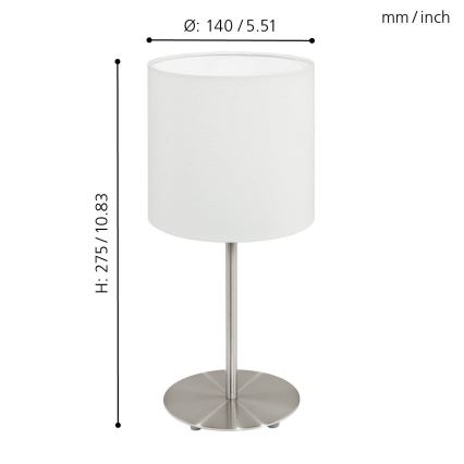 Eglo 54744 - Lampa stołowa ANADIA 1xE14/40W/230V biała/matowy chrom