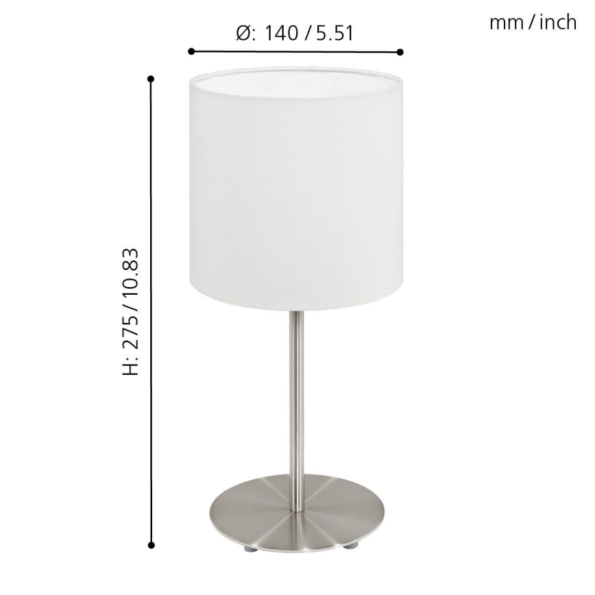 Eglo 54744 - Lampa stołowa ANADIA 1xE14/40W/230V biała/matowy chrom