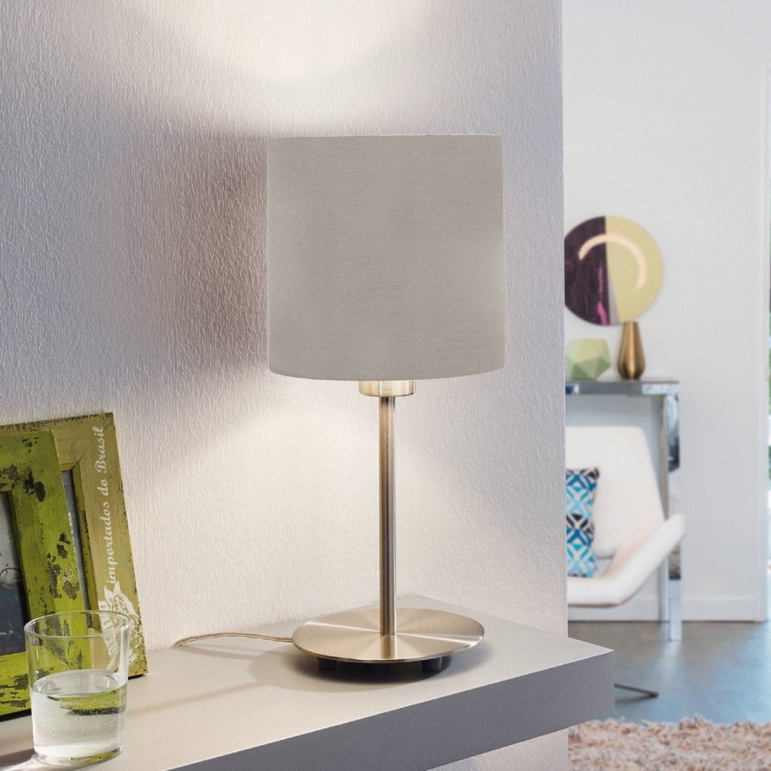 Eglo 54745 - Lampa stołowa ANADIA 1xE14/40W/230V taupe/matowy chrom