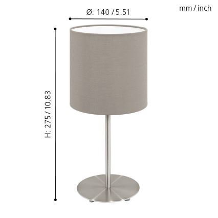 Eglo 54745 - Lampa stołowa ANADIA 1xE14/40W/230V taupe/matowy chrom