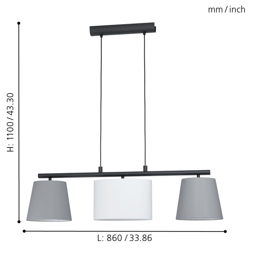 Eglo 55207 - Żyrandol na lince ALMEIDA 3xE14/25W/230V szary