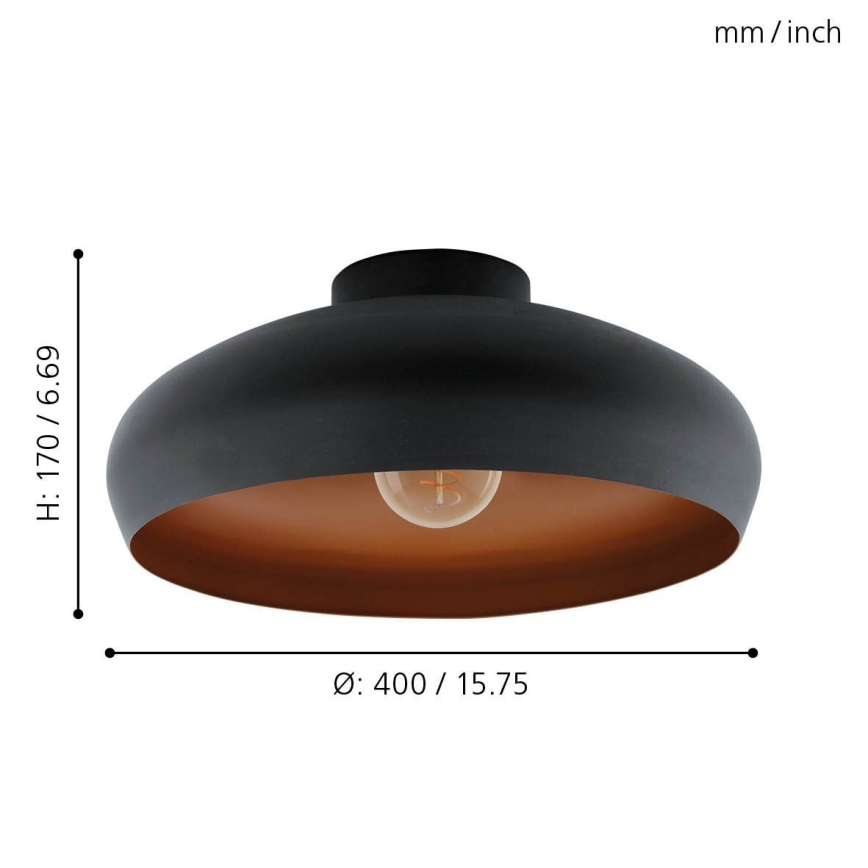 Eglo 55248 - Plafon MOGANO 1xE27/60W/230V czarny