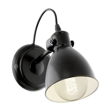 Eglo 55261 - Lampa ścienna PRIDDY 1xE27/40W/230V czarna