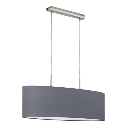 Eglo 55276 - Lampa wisząca na lince PASTERI 2xE27/60W/230V szara