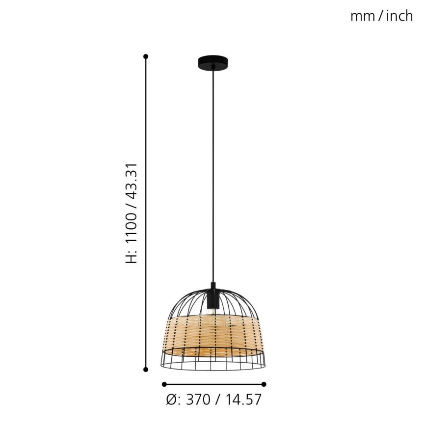 Eglo 55709 - Żyrandol na lince ANWICK 1xE27/40W/230V rattan