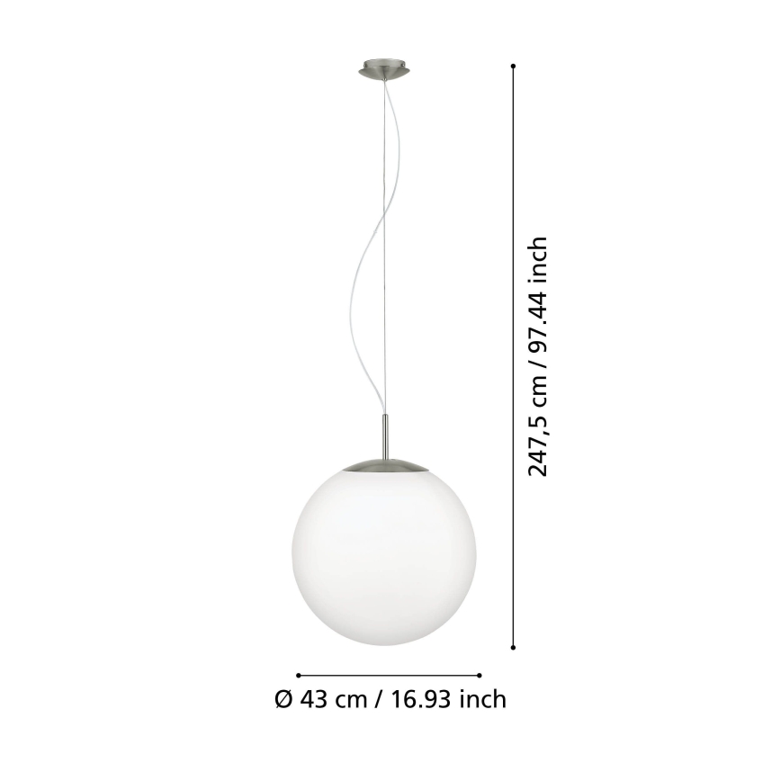 Eglo 63271 - Lampa wisząca na lince PIEDALE 1xE27/60W/230V śr. 43 cm chrom matowy