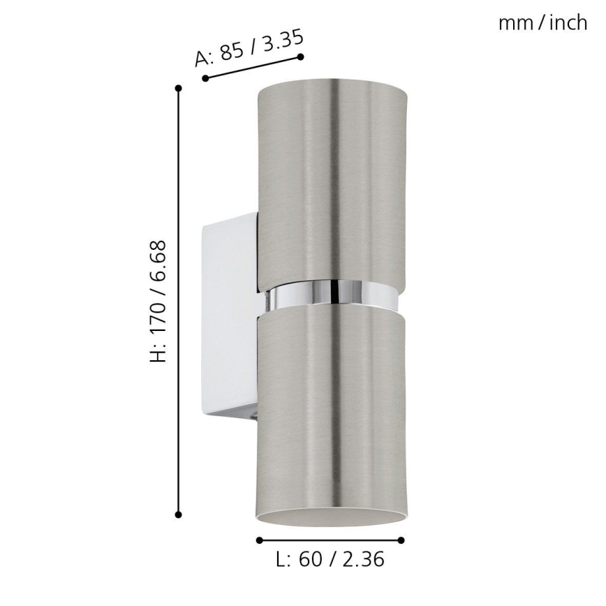 Eglo 64794 - LED Kinkiet PASSA PRO 2xGU10/3,3W/230V 3000K matowy chrom