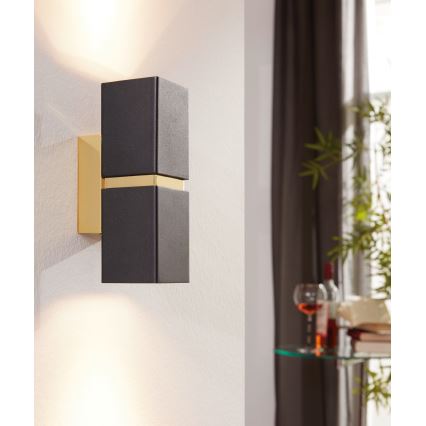 Eglo 64798 - LED Kinkiet PASSA PRO 2xGU10/3,3W/230V 3000K czarny/złoty