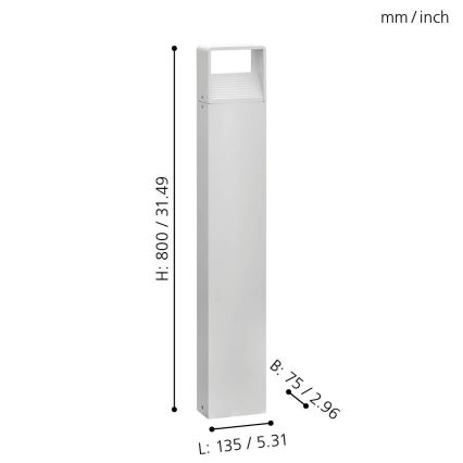 Eglo 65085 - LED Lampa zewnętrzna DONINNI PRO LED/5W/230V 3000K 80 cm IP44 biały